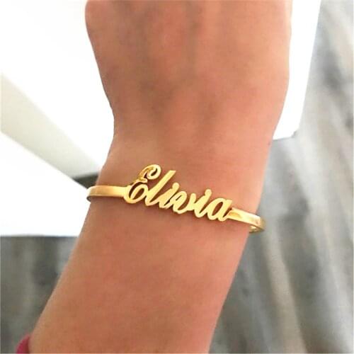 Custom Name Cuff Bracelets Women Men Jewelry Personalized Name Bangle Stainless Steel Adjustable Pulseras Bridesmaid Gift