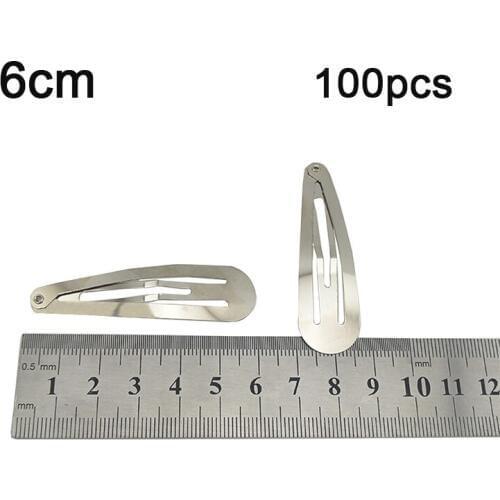 100pcs/lot Silver Tone Snap Headwear 6cm Craft Bow Handmade diy hair clips snap for Kid Toddler Women Hairgrip Hair Clip