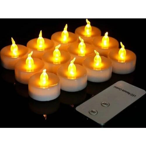 120pcs Battery operated LED candle remote controlled flameless tealight lamp Wedding Birthday Xmas valentine party decor- Amber