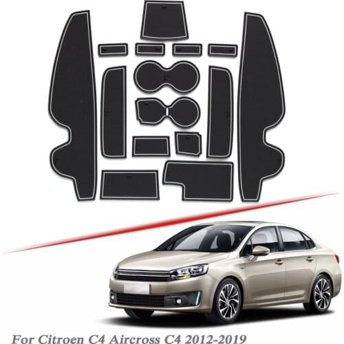 15pcs Car Styling For Citroen C4 Aircross C4 2012-2019 Latex Gate slot pad Interior Door Groove Mat Non-slip dust Accessory