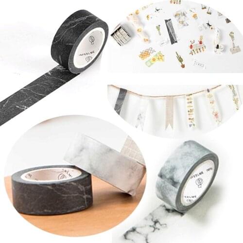2 Pcs/lot White Black Marble Wallpaper Tape Wall sticker Scrapbooking Decorative Adhesive Tapes Japanese Stationery Stickers