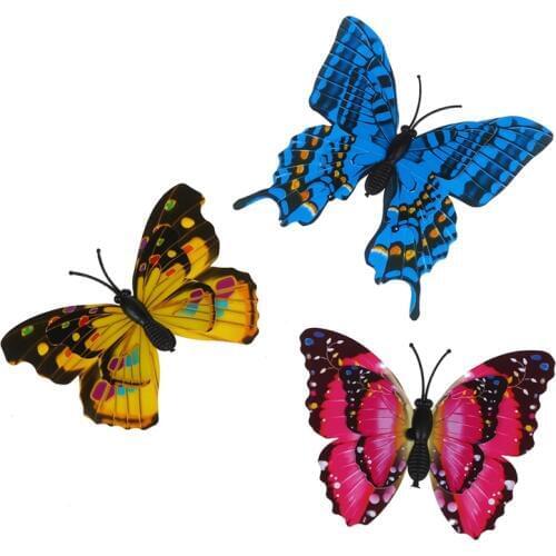 20pcs 7cm 3D Artificial Butterfly Pin Clip Double Wing for Home Christmas Wedding Decoration, Colors Randomly Send