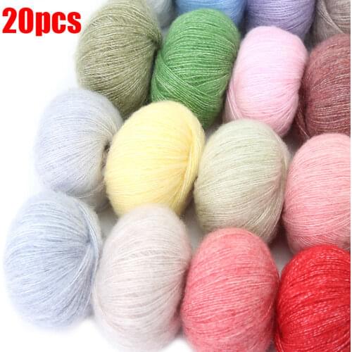 20pcs Mohair Yarn Crochet Skin-Friendly Baby Wool Yarn Thread For Knitting Sweater Shawl