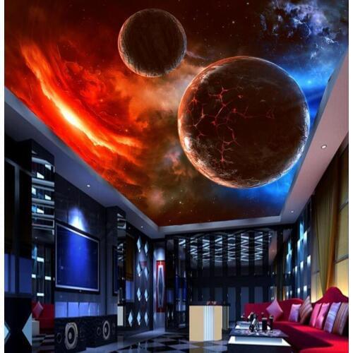 Custom photo 3d wallpaper Suspended meteorite space stars Home decor ceiling murals living room 3d wall murals wallpaper