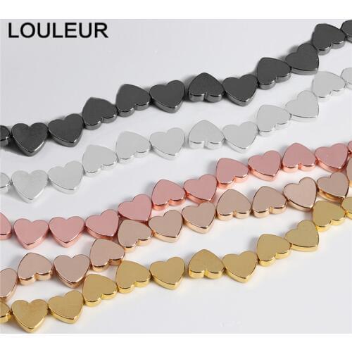 45pcs Wholesale Love Heart Gold Black Hematite Loose Spacer Beads for Jewelry Making Natural Stone Bead Diy Necklace Bracelet