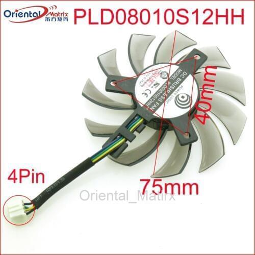 Free Shipping FD7010H12S PLD08010S12HH 12V 0.35A 75mm VGA Fan Graphics Card Cooling Fan GPU Fan Cooler