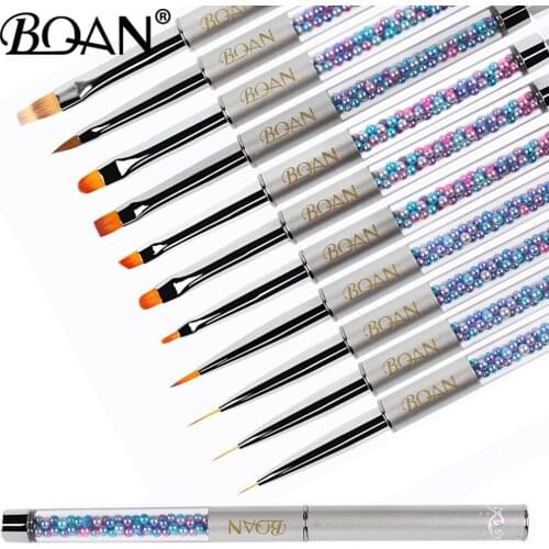 BQAN Nail Brush UV Gel Brush Nail Art Liner Painting Gradient Brush Colored Pearl Handle Liner Drawing Pen Brush Nails Set