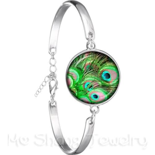 Flamingo Pattern Bracelet New Fashion Round Glass Bird 18mm Glass Dome Silver Plated Chain Bangle For Women Great Gift