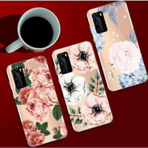 Elegant Flower art design Phone Case Transparent for Huawei honor Enjoy Y V 9 7 8 10 20 30 40 SE S E C lite pro plus 2019