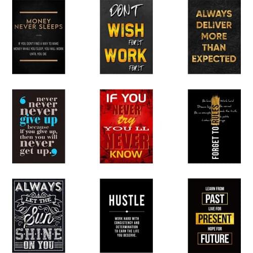 Money Never Sleeps Motivational Posters and Prints Decor Modern Never Give Up Motivation Work For It Canvas Painting Pictures