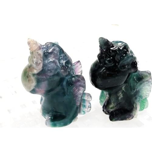 Hand Carved Natural Fluorite Baby Unicorn Quartz Crystal Cute Unicorn Lovely Childrens Gifts Healing Crystal Stone Home Decora