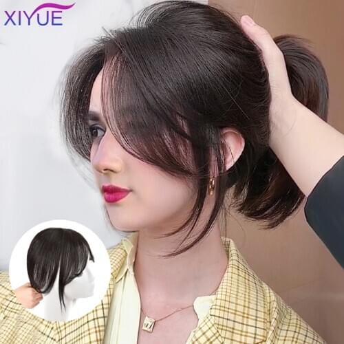 Long Bangs Clip In on Front Hair Bang Side Fringe Hair Extension Natural Synthetic Bangs Hair Women Bangs Synthetic Hair Pieces