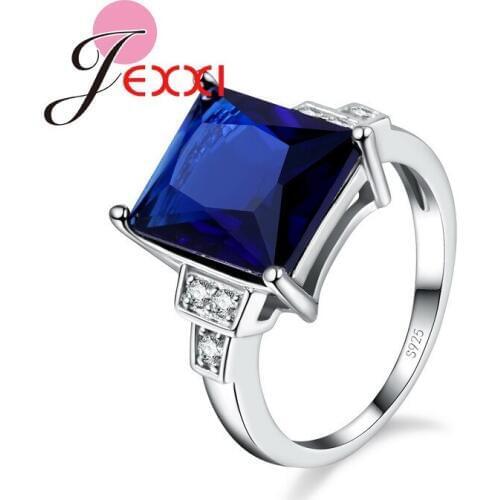 Elegant Classic Designer CZ Crystal Engagement Rings 925 Sterling Silver Black Mothers Gift Party Wedding Engagement Jewelry