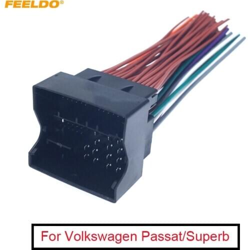 FEELDO 1PC Car Radio Audio CD/DVD Player Wiring Harness Adapter With 24Pin Wire For Audi Volkswagen Stereo Plug Cable