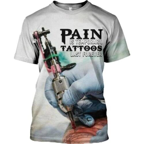 Tattoo printing trendy summer fashion T-shirt mens womens work short-sleeved shirt casual Harajuku 3D 2021
