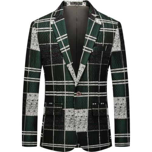 Cotton Quality Very Good Plaid Blazer Men 2020 New Arrivals Slim Fit Casual Blazers Brand Clothing Male Jacket 603