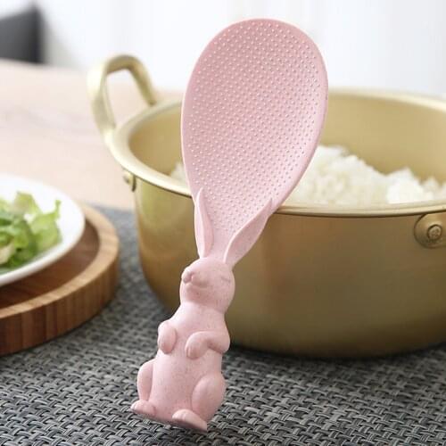 Wheat Straw Rabbit Spoon Non-stick Rice Cartoon Rice Spoon Can Stand Up Rabbit Rice Shovel Rice Cooker Rice Spoon Creative