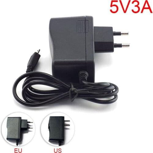 Micro USB AC to DC Power Adapter supply US EU Plug Iuput 100V - 240V Converter charger Output DC 5V 3A 3000mA for Raspberry Pi