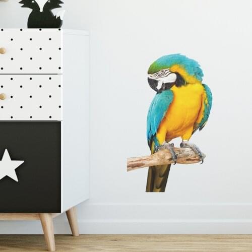Wall stickers bedroom kids Blue and yellow parrot vinilo decorativo pared naklejki na sciane dla dzieci adesivos de parede