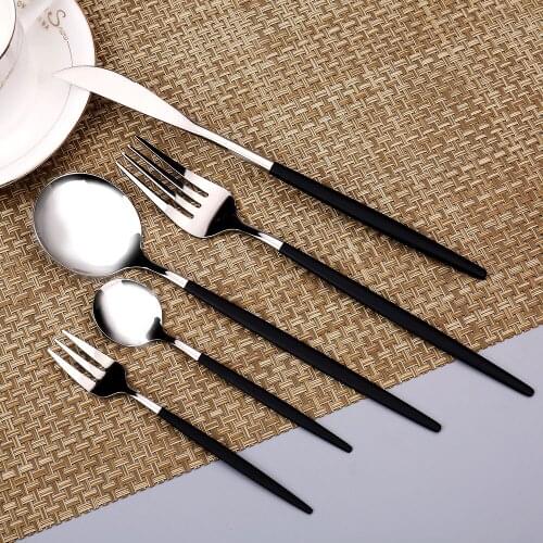 Stainless Tableware Mirror Smooth Dinnerware Dinner Spoons Fork Sets Washing Kitchen Utensils Cutlery Lunch Of Dishes Complete