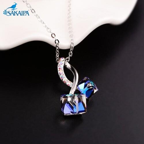 Fantastic Dragon Double Square Pendant Necklace Silver Color For Women Jewelry Austrian Crystal Necklace Birthday Gift NA610103