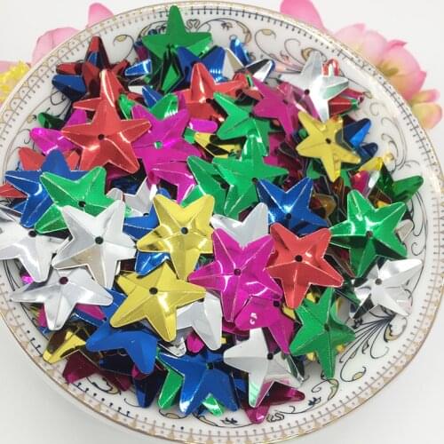 LNHOME 50g/Lot 20mm Mix Color Star Sequin PVC Confetti Paillette Loose Cup Hole Sequins Sewing Halloween Christmas Sequins