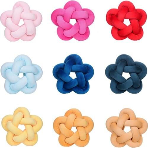 Nordic Style Handmade Knotted Cushion Decoration Sofa Pillow Living Room Round Knot Ball Cushion Five-pointed Star Pillow