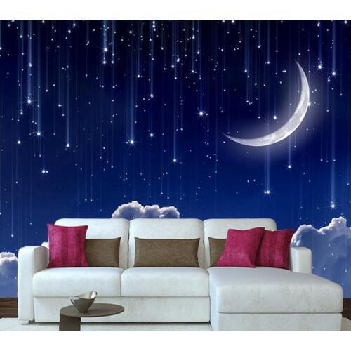 Custom 3D Photo Modern Mural Wallpaper Fantasy Moon Clouds Starry Sky For Bedroom Kids' Room background Decor Wall paper