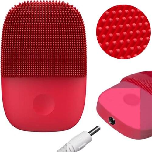 Professional Ultrasonic Vibration Silicone Face Cleansing Brush Electric Blackhead Remover Pore Deep Washing Face Massage Brush