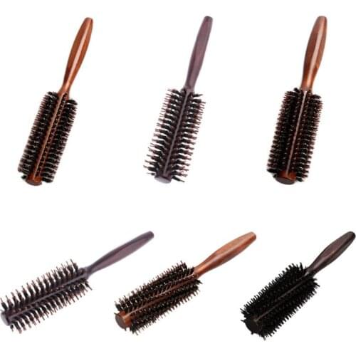 6 Types Straight Twill Hair Comb Natural Boar Bristle Rolling Brush Round Barrel Blowing Curling DIY Hairdressing Styling