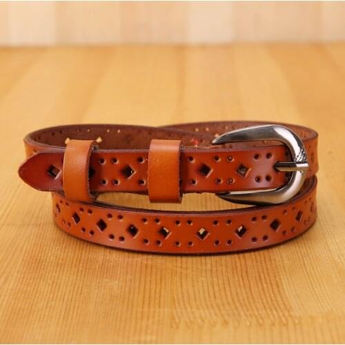 Wholesale New Womens Hollow Genuine Leather Belt Jeans Waistband Womens Fine Leather Belt