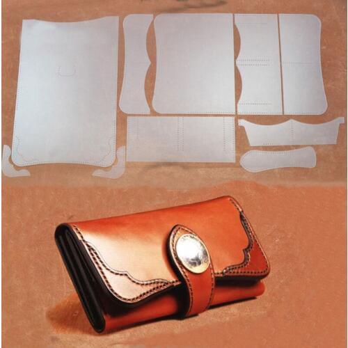 1 Set Durable Pvc Sewing Pattern for DIY Women Leather Wallet Handmade Leather Craft Template