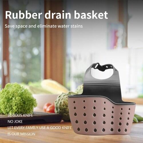 Silicone Sink Shelf Sponge Drain Rack Portable Faucet Holder Kitchen Bathroom Storage Basket Utensils Hanging Drain Organizer