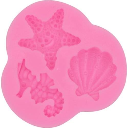 Silicone Starfish Seashell Seahorse Ocean Series Liquid Mould Fondant Silicone Mould Baking Cake Decoration Epoxy Mould