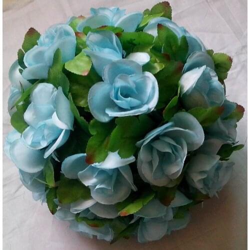 SPR SPR 15cm plastic center with green leaves kissing wedding ball -candy wedding decorationsLake blue
