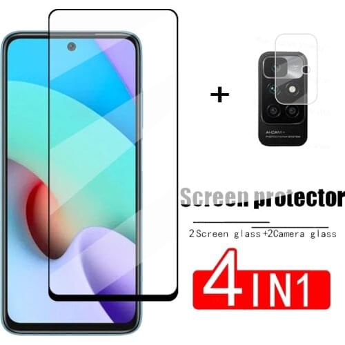 4 In 1 Glass For Redmi 10 Glass Screen Protector For Xiaomi Redmi 10 Tempered Glass Phone Protective Phone Film For Redmi 10