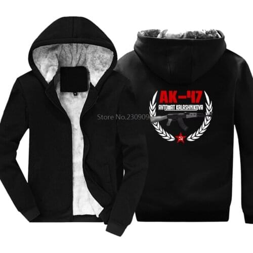Ak 47 Avtomat Kalashnikova Hoodies Mens Cotton Thicken Keep Warm Casual Sweatshirt Hip Hop Jacket Tops Harajuku Streetwear