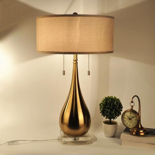 Turkish Lamp Double E27 Base Table Lamp Modern Fashion Bedroom Living Room Standing Light Beige Shade Metal Table Lamp Art Deco