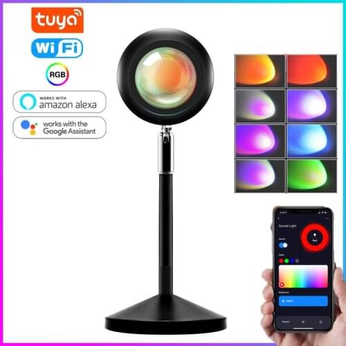 Tuya Smart Wifi USB Rainbow Sunset Lamp Adjustable Projector LED RGB Night Light Smart Life Voice Control Work With Alexa Google