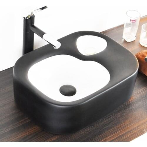 Simple black and white washbasin ceramic 47CM small household bathroom household basin table basin washbasin basin