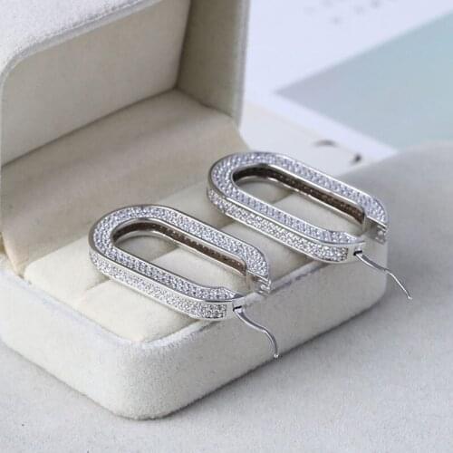 Women earrings hoop zircon shiny gold plated designer jewelry