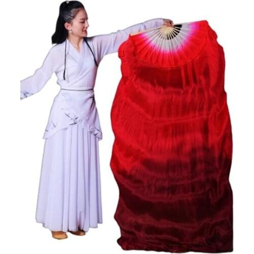 New Arrival Customized Women Silk Belly Dance Fan Veils Peacock Vertical Gradient Light Dance Fan Pair 1.8mx0.9m (70"x35")