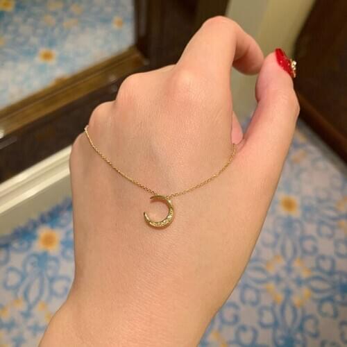 Morivovog 925 Sterling Silver Zircon Crescent Moon Necklace for Women Mori Chic Light Luxury Necklace 2021 Birthday Jewelry Gift