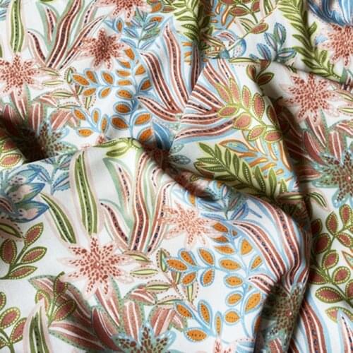 1 meter X 1.4 meter Retro Shirt Dress Fabric Viscose Poplin Rayon Material Floral