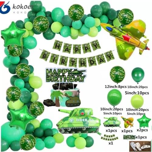 107pcs Military Army Party Camouflage Balloons Garland Fighter Tank Foil Ballon Boy Girl Soldier Birthday Party arch Balloon