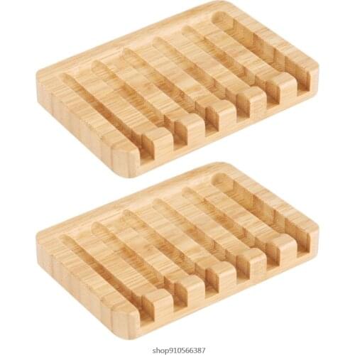 2Pcs/Set Natural Wooden Bamboo Soap Dishes Portable Shower Bar Soap Holder Box Rack Case Waterfall Self Draining Tray wholesales