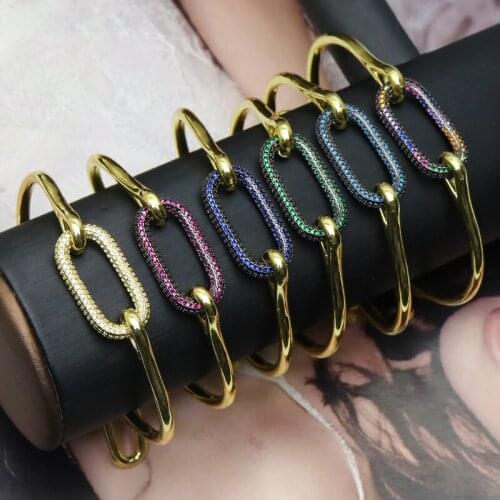 3 PIECES Fashion golden filled metal bangle mix color cuff bangle for women fashion jewelry zircon accessories bracelets 51153