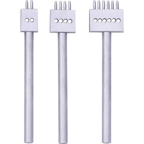 4mm 2/4/6 Prong Leather Craft Steel Row Hole Punch Diamond Lacing Stitching Chisel for DIY Leather Working Leather Craft