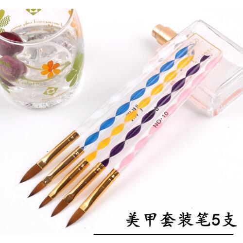 JK(KL-5) ACRYLIC BRUSH Manicure tool carved painted pen 5 sets of light therapy pen acrylic spiral pen crystal pen nail pen