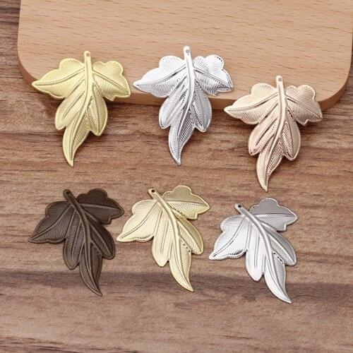 50pcs 35x30mm Metal Brass Sheet Leaf Pendant Charms DIY Accessories For Jewelry Making